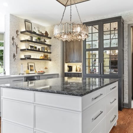 Prep Island with Pendant Lighting