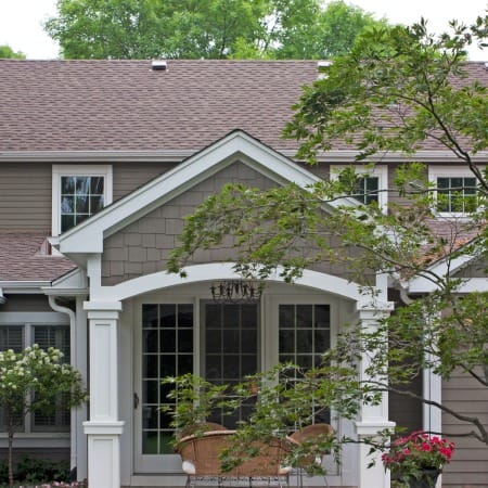 Covered Porch with Taupe Shake Above