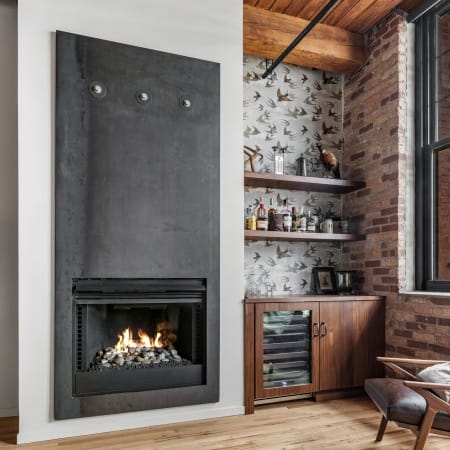 Wine Chiller Adjacent to Extra Tall Windows