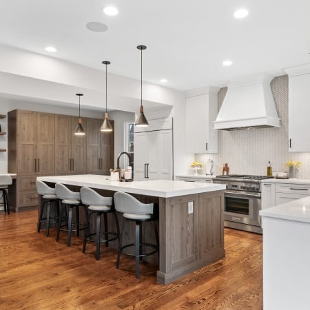 Integrated Kitchen Desk with Custom Shelving
