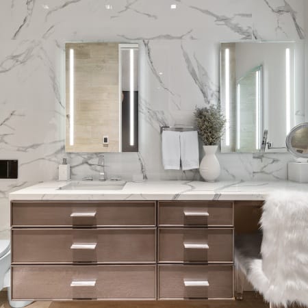 Quartz Countertop and Wall, Floating Vanity