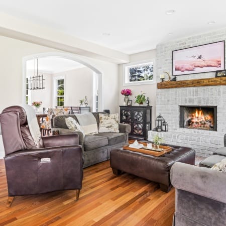 Brick Fireplace with Custom Mantel