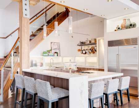 Two Height Kitchen Island with Seating for 6