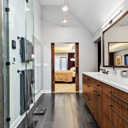 High Ceiling with Extra Wide Vanity Drawers
