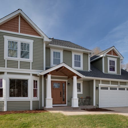 White Trim Details and Cedar Shake