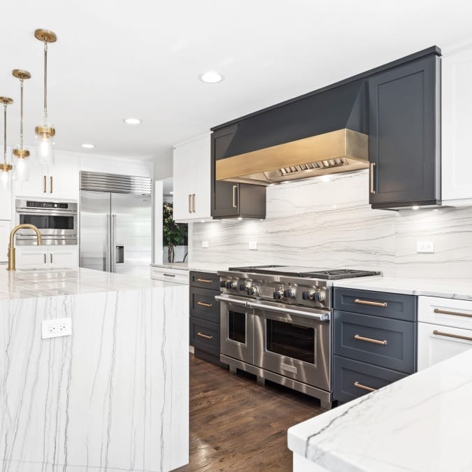 Two Tone Cabinetry to Frame Cooking Space