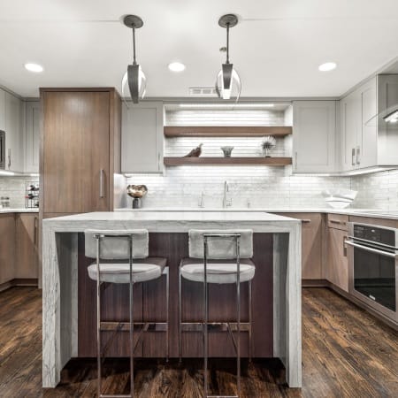 Chef's Kitchen with Modes Waterfall Mitered Edge Island