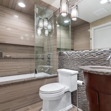 Soaking Tub with Recessed Canned Lighting
