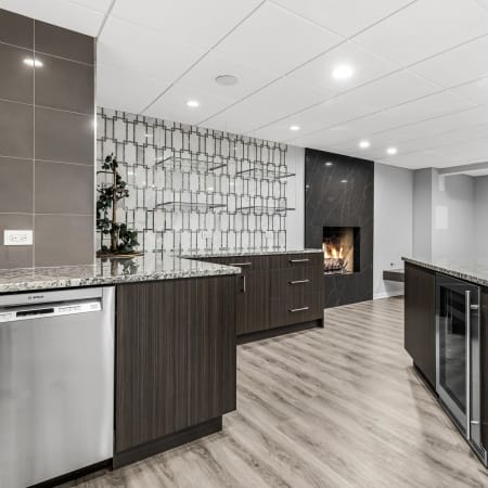 Granite Countertops with Large Panel Tile Backsplash