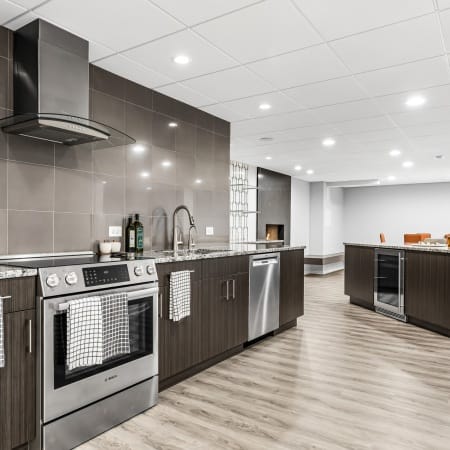 Angled Island with  Built-In Wine Chiller