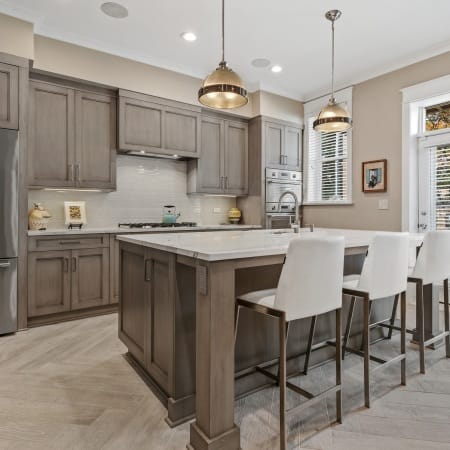 Island Seating with Pendant Lighting