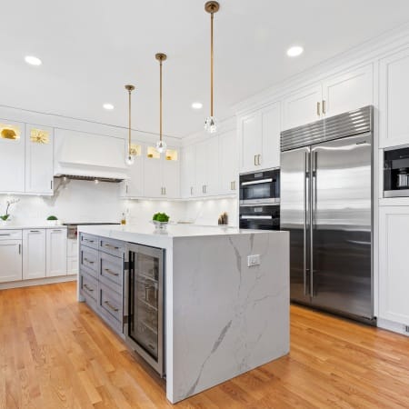 Quartz Kitchen Island with Built-in Appliances