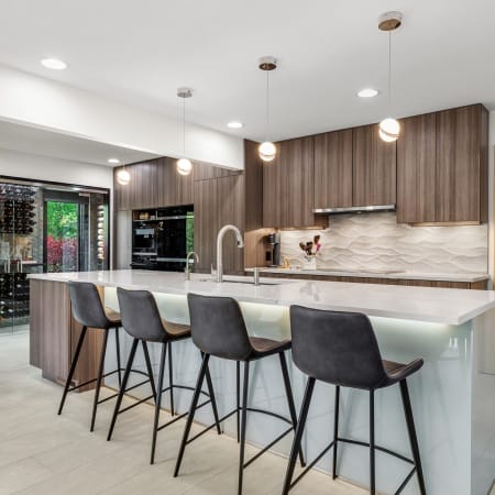 Kitchen Adjacent to Modern, Climate Controlled Wine Cellar
