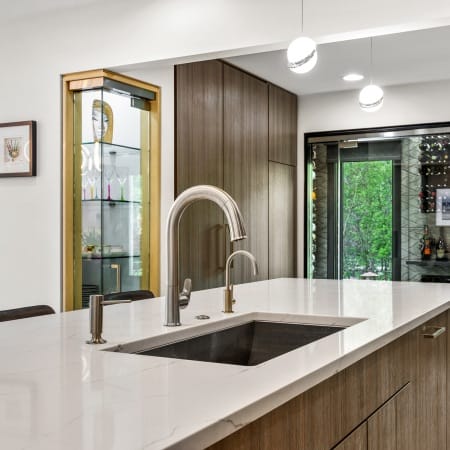 Corner Built-In Glass Front Display Shelving