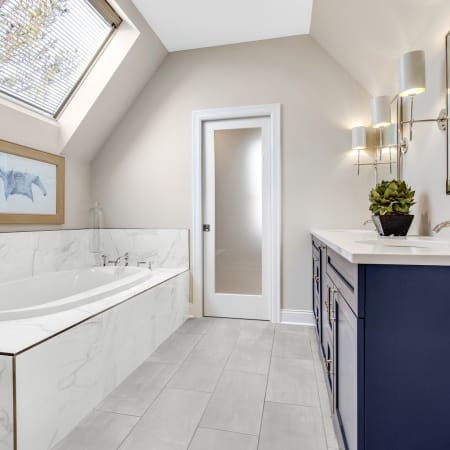 Soaking Tub Below Large Skylight