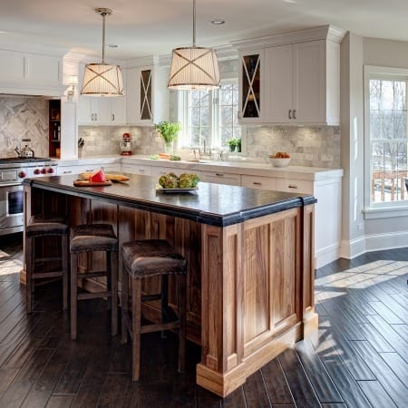 Dark hardwood plank flooring