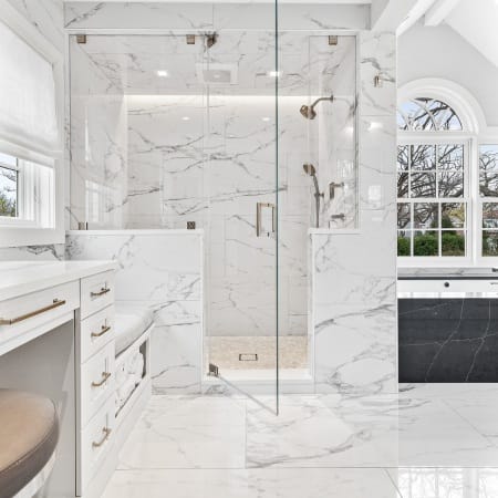 Oversized Walk in Shower with Glass Door