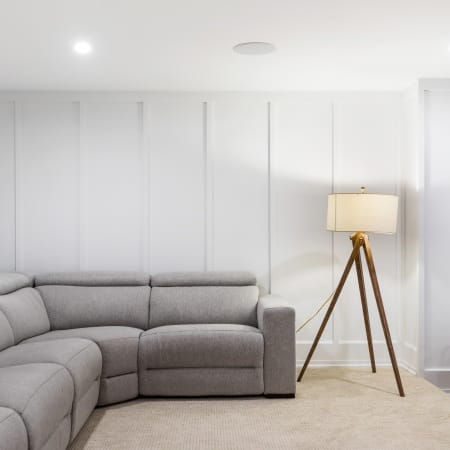 Beaded Hardboard Paneling and Recessed Can Lighting