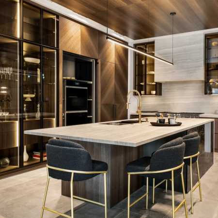 Matching wood panel ceiling