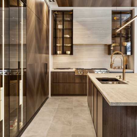 Island sink with Neolith stone countertops