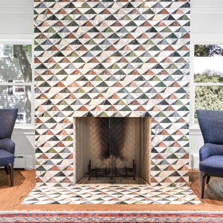 Custom Floor to Ceiling Wood Burning Fireplace