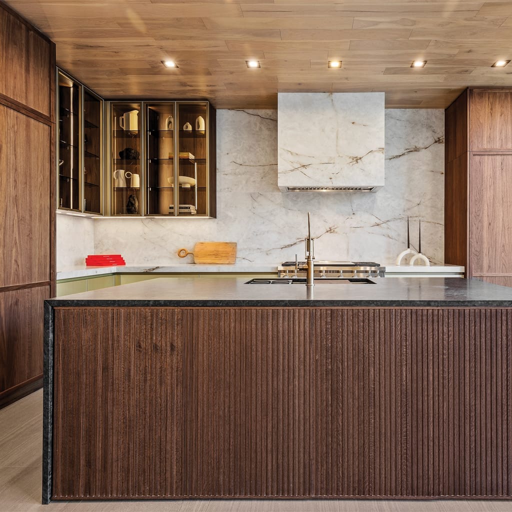 Contemporary kitchen with wooden cabinets