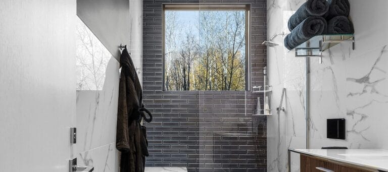 Modern Bathroom With Shower And Window View