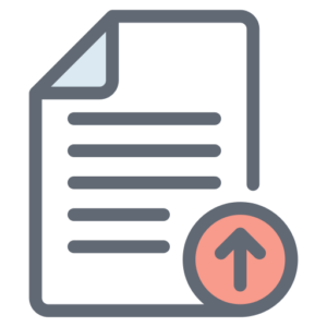 Upload document icon with upward arrow on a text file